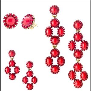 Stella & Dot Red Statement Earrings Set